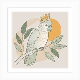 Cockatoo Parrot on a branch 1 Art Print