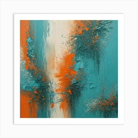 Teal & Orange Abstract 1 Art Print