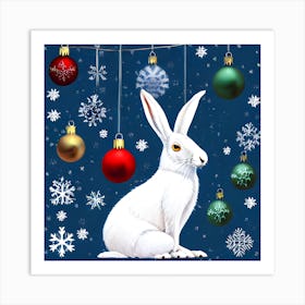 Christmas Rabbit Art Print