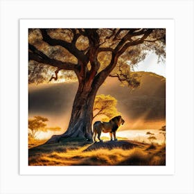 Lion Under The Tree 20 Art Print