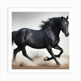 Black Horse Galloping Art Print