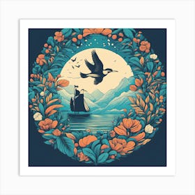 Bird In A Flower Art Print