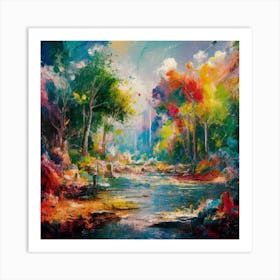 A stunning oil painting of a vibrant and abstract watercolor 14 Art Print