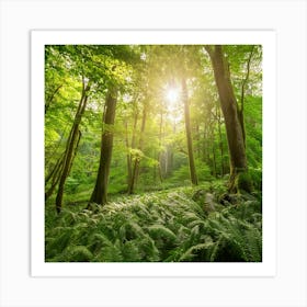 Firefly Create An Ai Generated Image Of A Dense, Lush Forest Canopy With Sunlight Filtering Through Art Print