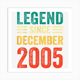 17th Birthday Legend Since December 2005 17 Years Old Art Print