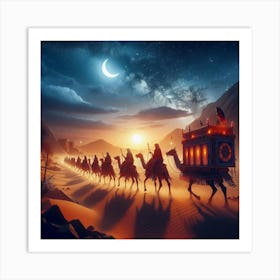 Pharaohs Caravan At Night 1 Art Print