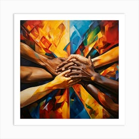 Abstract Painting Capturing The Essence Of Human Rights And Cultural Heritage Showcases Hands Of Di 2 1 Art Print