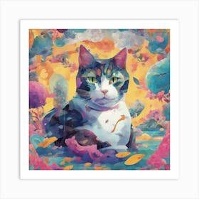 Cat In The Clouds Art Print