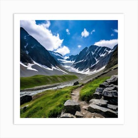 Peak Summit Ridge Glacier Snowcap Slope Elevation Climb Hike Trail Valley Range Gran Art Print