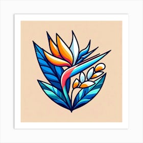 Flower of Bird of Paradise, Vector art 5 Art Print