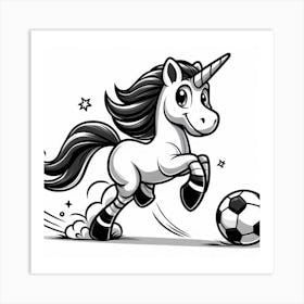 Unicorn Kicking Soccer Ball Art Print