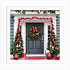 Christmas Door Decorations Art Print