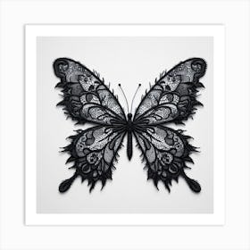 Black Lace Butterfly I Art Print