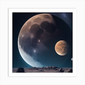 Moon And Planets Art Print