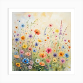 Vibrant Multicolored Wildflowers Varying I 02 Art Print