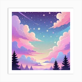 Sky With Twinkling Stars In Pastel Colors Square Composition 21 Art Print