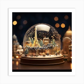 Snow Globe Paris Art Print