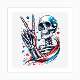 Peace Sign Skeleton 1 Art Print