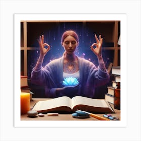 Meditative Woman With Book Art Print