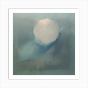 abstract art, A Simple Minimalist Art Featuring A Central Geometric Shape With Calming Colors Soft Blues, Art Print