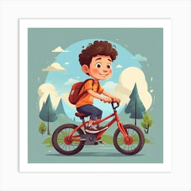 Boy Riding A Bike Art Print