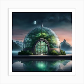 Green House On A Lake Art Print