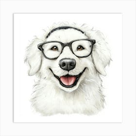 Dog With Glasses 56 Art Print