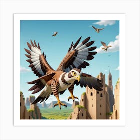 Default A Majestic Predatory Hawk Swoops Down Swiftly Catching 3 Art Print