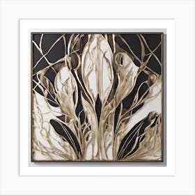 Abstract Gold Leaf Wall Art Art Print