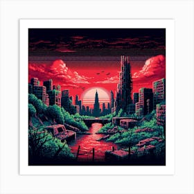 8-bit post-apocalyptic city ruins 2 Art Print