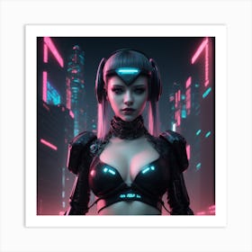 Neon Siren - A Digital Dystopia Art Print