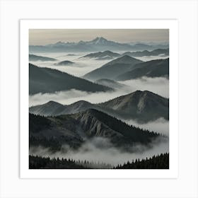 Foggy Mountain Range Art Print