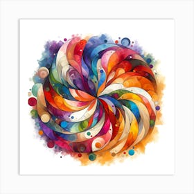 Watercolor Puzzle Swirl Wall Art Art Print