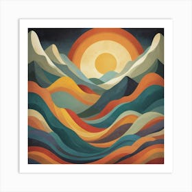 Flowing Forms Mountain Sun Art Print 1 Art Print