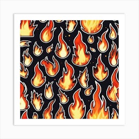 Flames On Black Background 74 Art Print