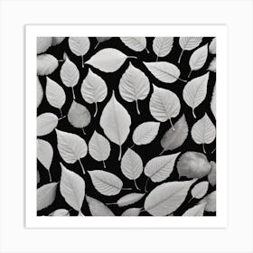 Black And White Leaves 4 Art Print