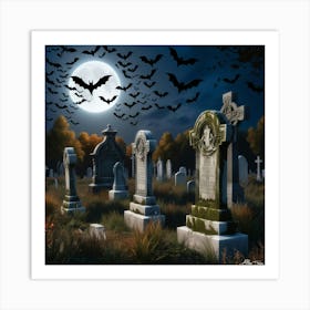 Graveyard At Night 1 Art Print