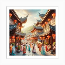 Chinese Women In Traditional Dress 1 Art Print