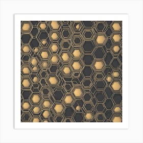 Abstract Gold Hexagonal Pattern Art Print