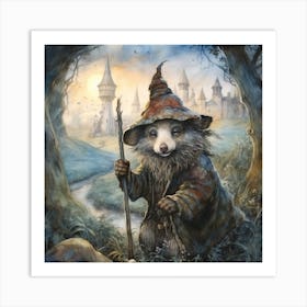 Magical Wizard Animal Character, Cute Bear Art Print Art Print