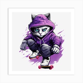 Skateboard Cat 1 Art Print