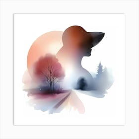 Silhouette Of A Woman 6 Art Print