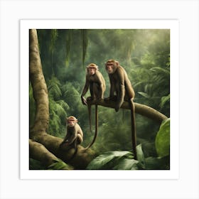 Monkeys In The Jungle 1 Art Print