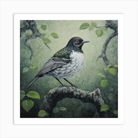 Ohara Koson Inspired Bird Painting European Robin 4 Square Art Print