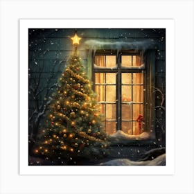 Christmas Tree In The Window Art Print