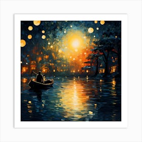 Riverside Impression: Colorful Retreat Art Print