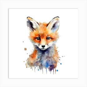 Fox Watercolor Painting Art Print