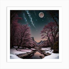 Moonlight In The Snow 2 Art Print