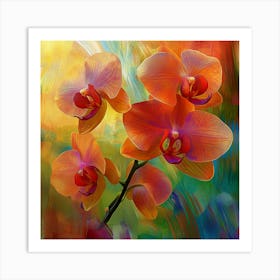 Orange Orchids Art Print