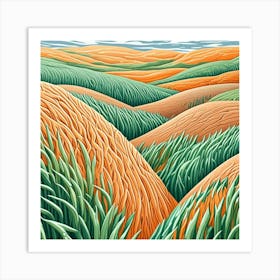 Fields As Far As The Eye Can See Cubism Style Art Print